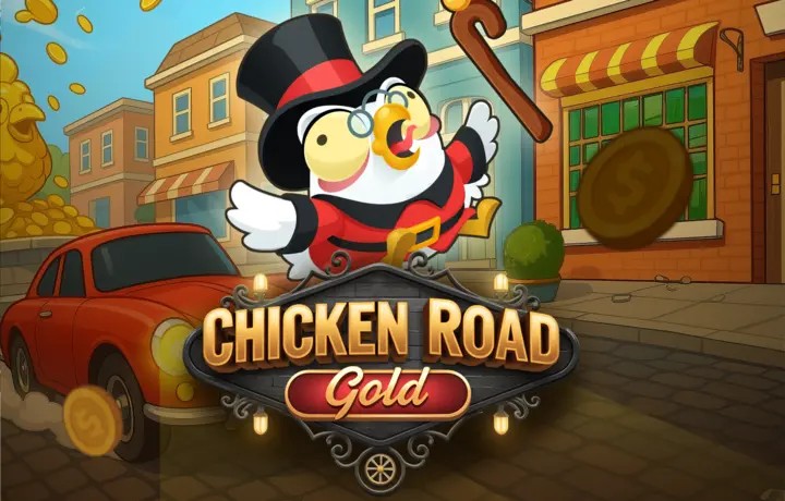 Chicken Road Gold online game logo by InOut on slimkingcasino.com.pl